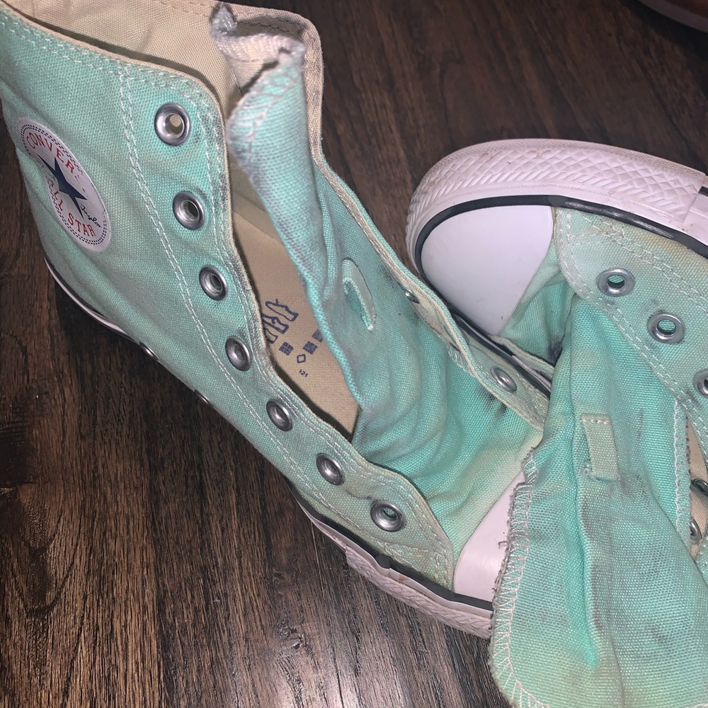 Blue high top converse NO LACES🤩🤩